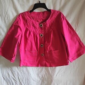 Live a Little Bright Hot Pink Button-Front Jean Jacket